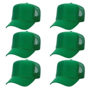 OTTO CAP 5 Panel High Crown Mesh Back Trucker Hat, Polyester Foam Front, Kelly, 6PCS Set Pack