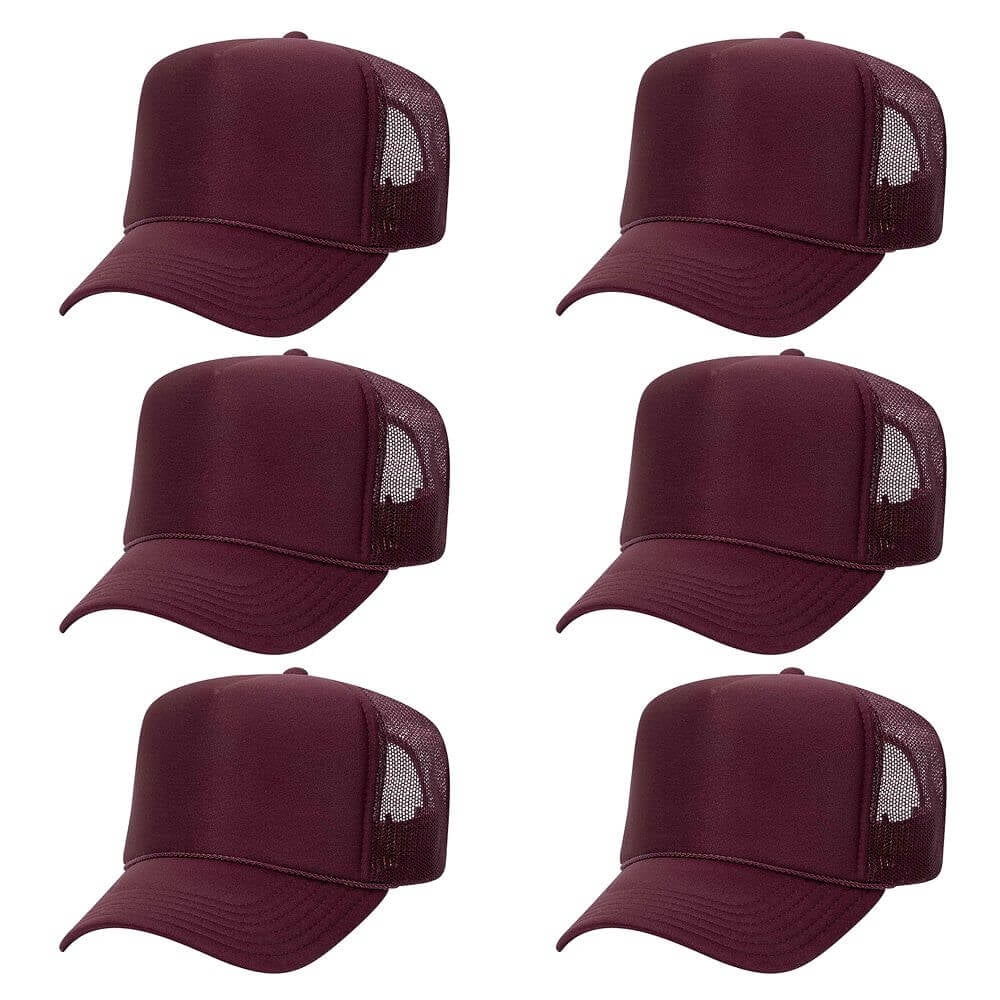 OTTO Two Tone Trucker Cap - Maroon & White, 5 Panel Foam Front, Mesh Back, Adjustable Snapback - View #5