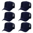 thumbnail image 1 of OTTO CAP 5 Panel High Crown Mesh Back Trucker Hat, Polyester Foam Front, Navy, 6PCS Set Pack, 1 of 7