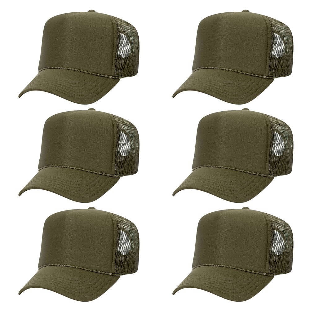 OTTO CAP 5 Panel High Crown Mesh Back Trucker Hat, Polyester Foam