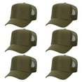 thumbnail image 1 of OTTO CAP 5 Panel High Crown Mesh Back Trucker Hat, Polyester Foam Front, Olive Green, 6PCS Set Pack, 1 of 7