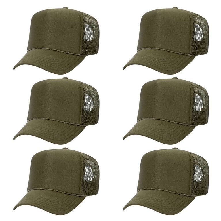 OTTO CAP 5 Panel High Crown Mesh Back Trucker Hat, Polyester Foam