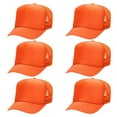 thumbnail image 1 of OTTO CAP 5 Panel High Crown Mesh Back Trucker Hat, Polyester Foam Front, Orange, 6PCS Set Pack, 1 of 7