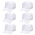 thumbnail image 1 of OTTO CAP 5 Panel High Crown Mesh Back Trucker Hat, Polyester Foam Front, White, 6PCS Set Pack, 1 of 7
