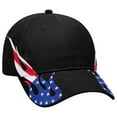 thumbnail image 1 of OTTO CAP 6 Panel Low Profile American Flag Patriot USA Baseball Cap, Black with 2 American Flag Theme Flames on the Sides, 1 of 3
