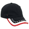 thumbnail image 1 of OTTO CAP 6 Panel Low Profile American Flag Patriot USA Dad Hat, Black with Distressed American Flag Design Visor, 1 of 3