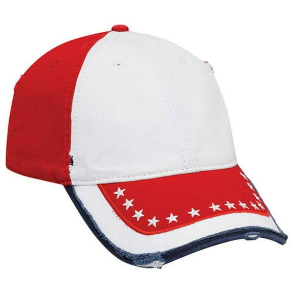 OTTO CAP 6 Panel Low Profile American Flag Patriot USA Dad Hat, Red/White/Red