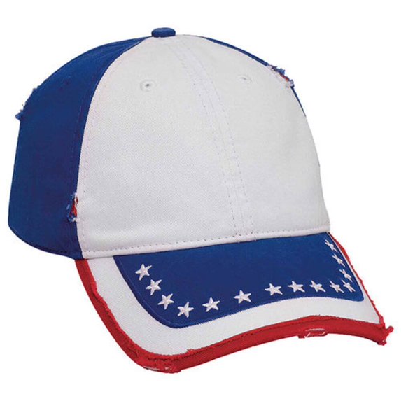 OTTO CAP 6 Panel Low Profile American Flag Patriot USA Dad Hat, Royal/White/Royal