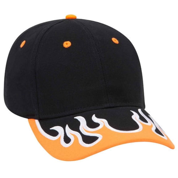 OTTO CAP 6 Panel Low Profile Baseball Cap, Black/Neon Orange/White