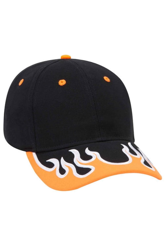 OTTO CAP 6 Panel Low Profile Baseball Cap, Black/Neon Orange/White