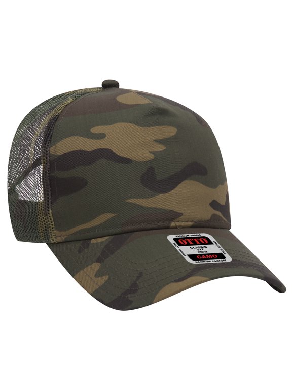 Camouflage 5 Panel Mid Crown Mesh Back Trucker Hat