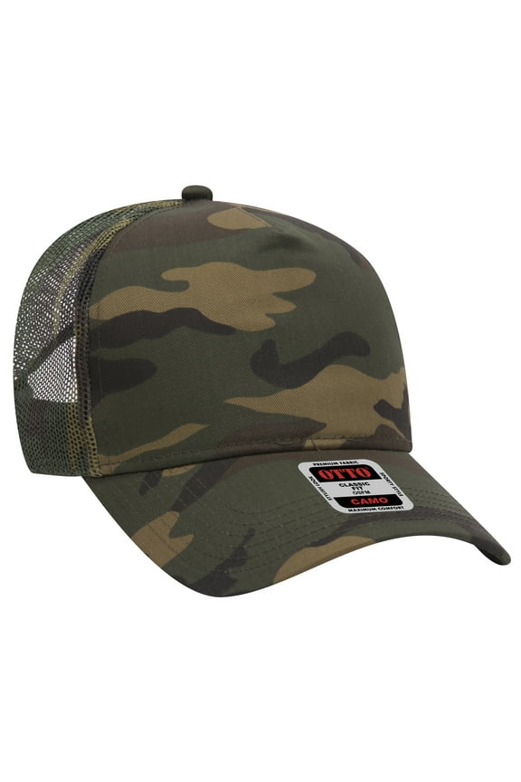 Camouflage 5 Panel Mid Crown Mesh Back Trucker Hat