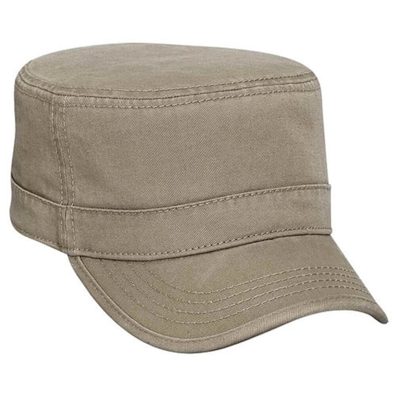 OTTO CAP Military Hat. Garment Washed Superior Cotton Twill Binding Trim Visor. 100% Cotton - Unstructured Soft Crown, Dark Khaki