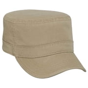 OTTO CAP Military Hat. Garment Washed Superior Cotton Twill Binding Trim Visor. 100% Cotton - Unstructured Soft Crown, Khaki