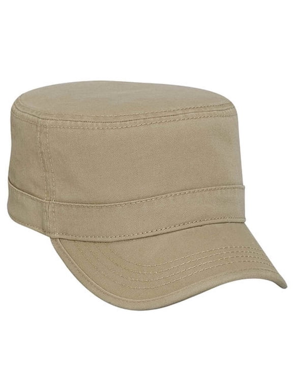 OTTO CAP Military Hat. Garment Washed Superior Cotton Twill Binding Trim Visor. 100% Cotton - Unstructured Soft Crown, Khaki