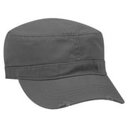 OTTO CAP Military Hat-Garment Washed Superior Cotton Twill Distressed Visor, Charcoal Gray