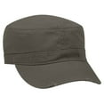 thumbnail image 1 of OTTO CAP Military Hat-Garment Washed Superior Cotton Twill Distressed Visor, Dark Olive Green, 1 of 3