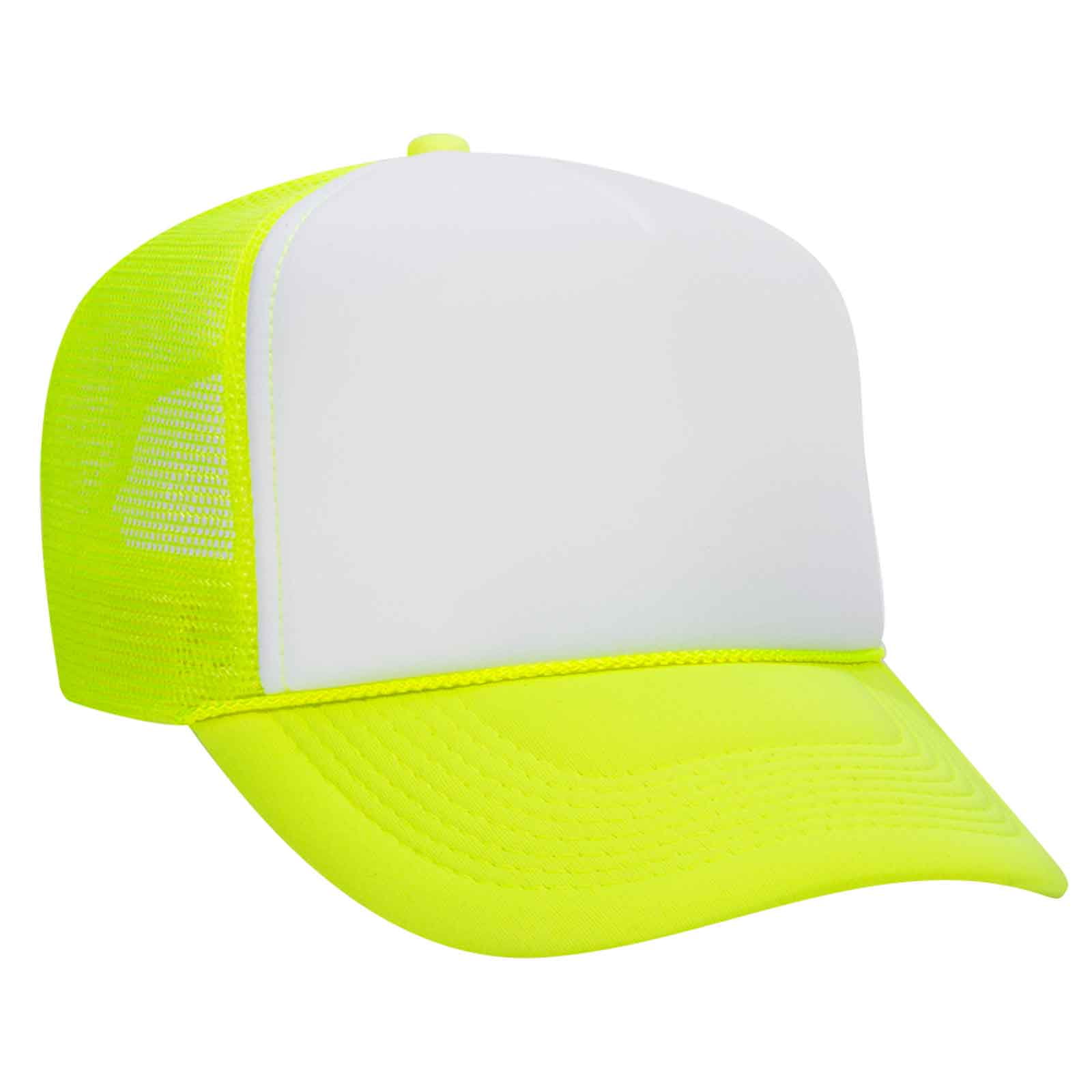 OTTO CAP Neon Panel High Crown Mesh Back Trucker Hat