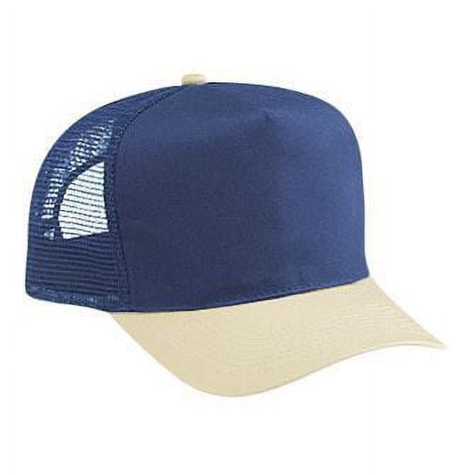 OTTO Promo Cotton Blend Twill 5-Panel Mesh Back Trucker Hat – Structured Front, Plastic Snap Closure