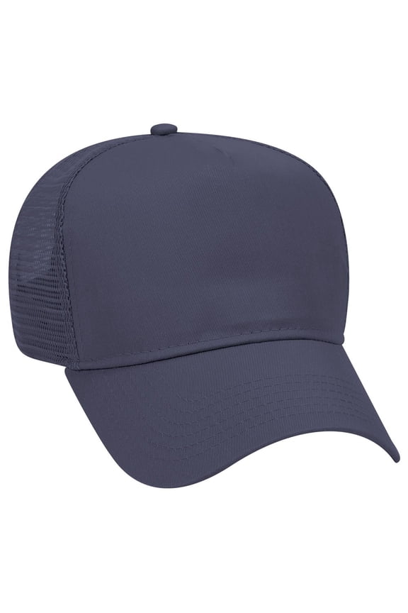OTTO Cotton Blend Twill 5 Panel Pro Style Mesh Back Trucker Hat - Navy
