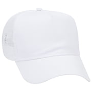 OTTO Cotton Blend Twill 5 Panel Pro Style Mesh Back Trucker Hat - White