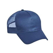 OTTO Cotton Twill 5 Panel Low Profile Mesh Back Trucker Hat - Navy