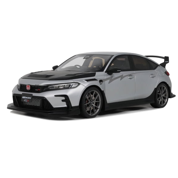 2024 Honda Civic Type R Mugen Group B RHD Matt Silver Metallic with Black Hood Limited Edition 1/18 Model Car by Otto Mobile