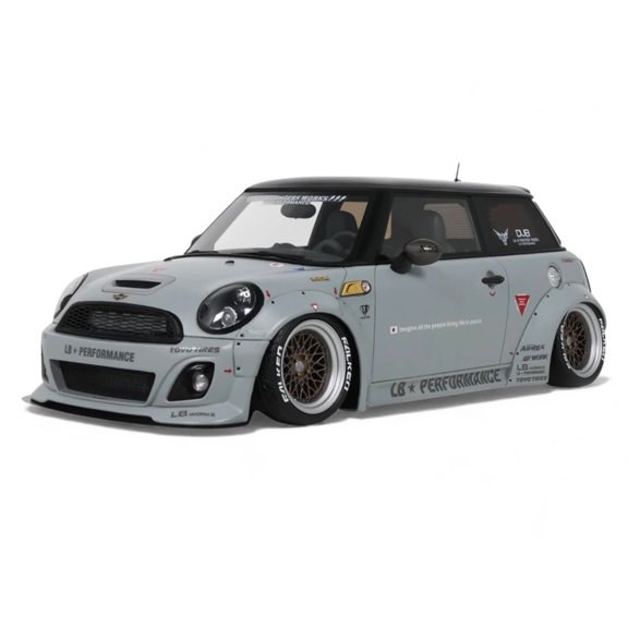 2015 Mini Cooper R56 LB-Works "LB Nation" Gray with Black Top Limited Edition to 999 pieces 1/18 Model Car by Otto Mobile