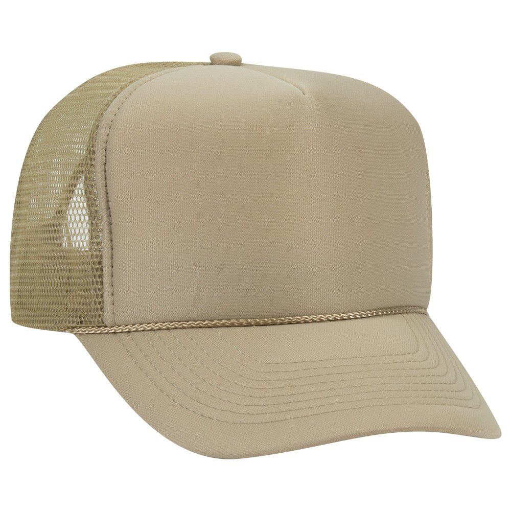 Otto Cap 5 Panel High Crown Mesh Back Trucker Hat | Polyester Foam Front, Snap Closure