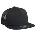 thumbnail image 1 of OTTO Round Flat Visor "OTTO SNAP" 5 Panel Mesh Back Trucker Snapback Hat - Black, 1 of 2