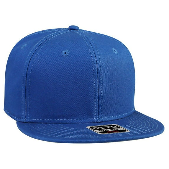 OTTO SNAP Cotton Twill Round Flat Visor 6 Panel Pro Style Snapback Hat - Royal