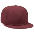 thumbnail image 1 of OTTO SNAP Wool Blend Twill Round Flat Visor 6 Panel Pro Style Snapback Hat - Burg. Marn, 1 of 2