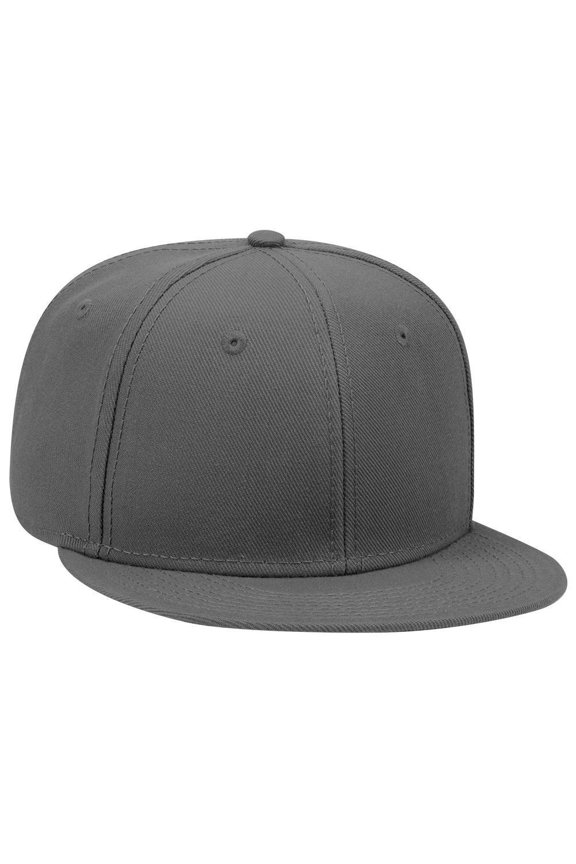 OTTO SNAP Wool Blend Twill Round Flat Visor 6 Panel Pro Style Snapback Hat - Char. Gray