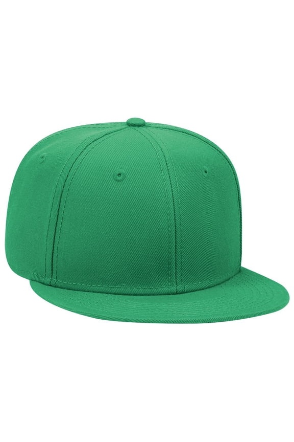 OTTO SNAP Wool Blend Twill Round Flat Visor 6 Panel Pro Style Snapback Hat - Kelly