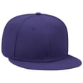 thumbnail image 1 of OTTO SNAP Wool Blend Twill Round Flat Visor 6 Panel Pro Style Snapback Hat - Purple, 1 of 2