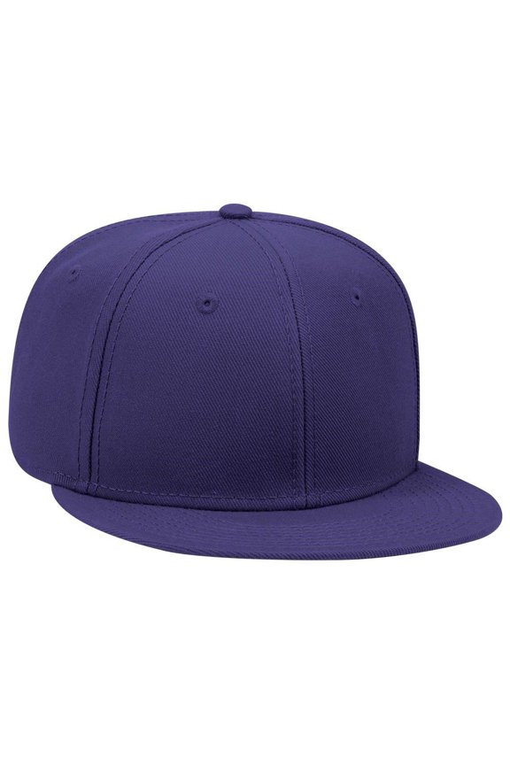 OTTO SNAP Wool Blend Twill Round Flat Visor 6 Panel Pro Style Snapback Hat - Purple
