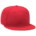 thumbnail image 1 of OTTO SNAP Wool Blend Twill Round Flat Visor 6 Panel Pro Style Snapback Hat - Red, 1 of 2