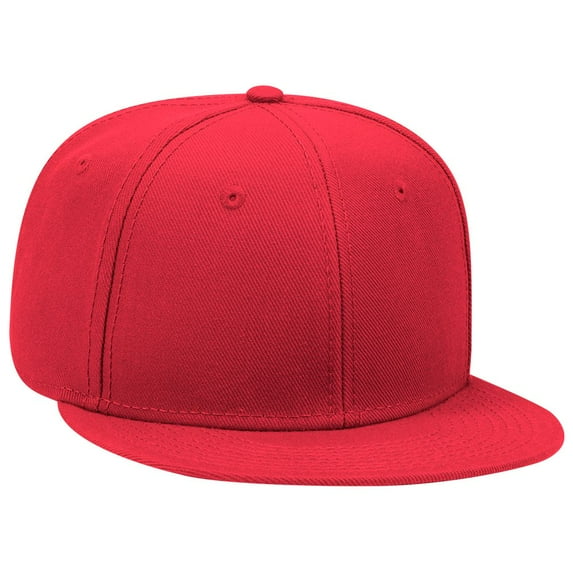OTTO SNAP Wool Blend Twill Round Flat Visor 6 Panel Pro Style Snapback Hat - Red