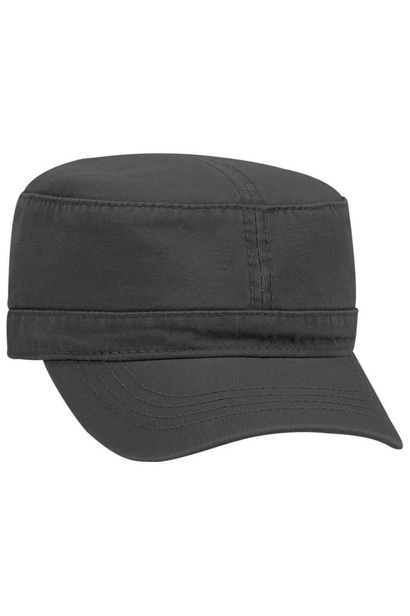 Superior Garment Washed Cotton Twill Military Cap - Black