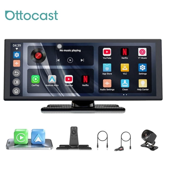 OTTOCAST 11.4" Wireless Carplay TouchScreen for car with Backup Camera for iPhone(iOS 8+), Android Auto(Android 10+), Built-in Apps, Navigation, Android 13 OS