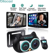 OTTOCAST Baby Car Camera &Wireless CarPlay Adapter,1080P HD Rear Seat Monitor Display on Car Screen,150 Wide Angle No-Glow Night View, Safety for Kids & Infants