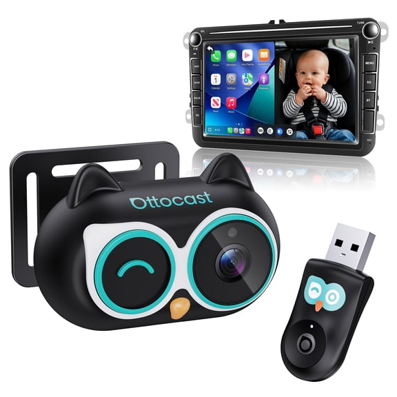 OTTOCAST Cabin Care Baby Camera for Car, 1080P Baby Car Camera with 1080P HD Night Vision, Wireless CarPlay Adapter, 150 Wide Angle, Real-Time Rear Seat Monitor