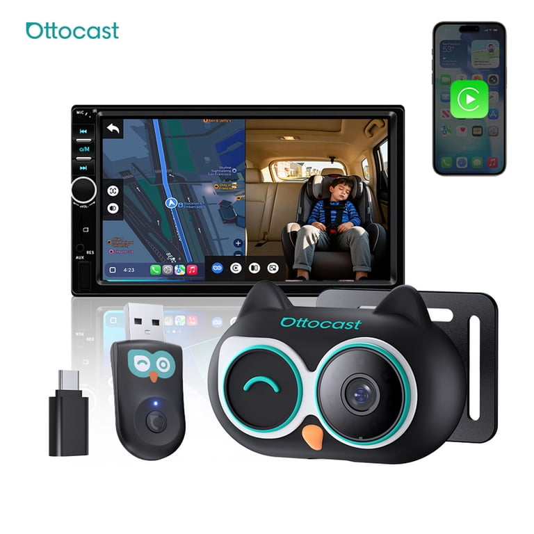 Ottocast, Baby Car Camera, 1080P HD, Wireless CarPlay Adapter