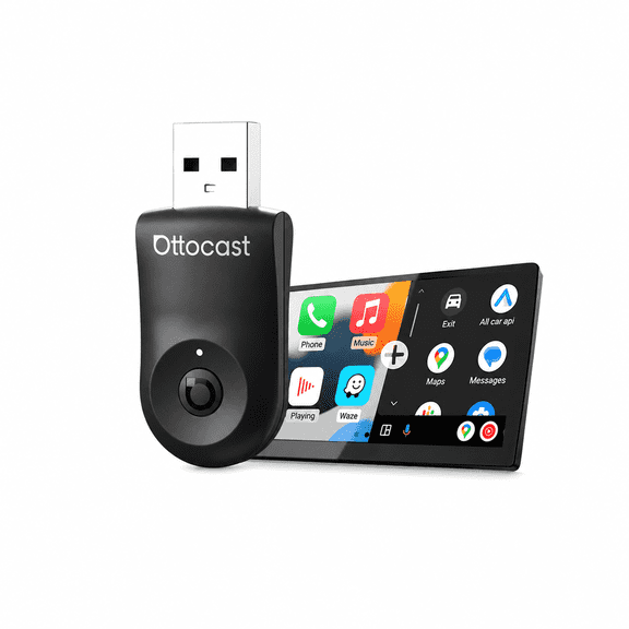 OTTOCAST Mini 2025 2-in-1 Wireless CarPlay Android Auto Adapter, Plug Play 5GHz WiFi Dongle, Auto Connect for Factory Wired CarPlay Cars