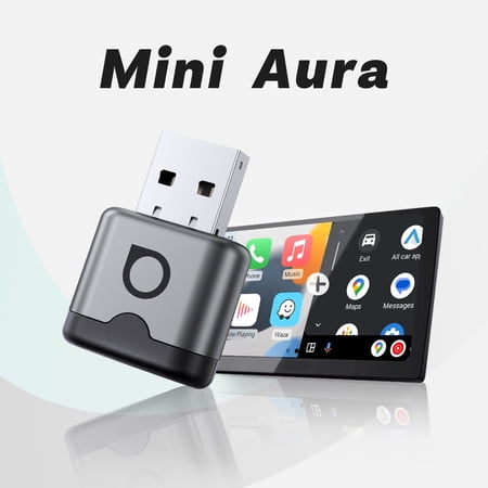 OTTOCAST Mini Aura Wireless CarPlay Android Auto Adapter Convert Factory Wired CarPlay to Wireless Plug Play Auto Reconnect Compact Design