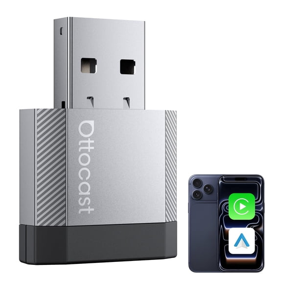 OTTOCAST Mini Nova 2-in-1 Wireless CarPlay Android Auto Adapter 2026, Plug & Play, Fast Auto Connect, 5GHz Stable, for OEM Wired CP/AA Cars