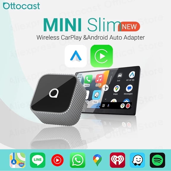 Ottocast 2in1 Wireless CarPlay & Android Auto Adapter, Mini Slim, 2026 Upgrade, Plug & Play, WLAN Dual-Band 2.4G+5G