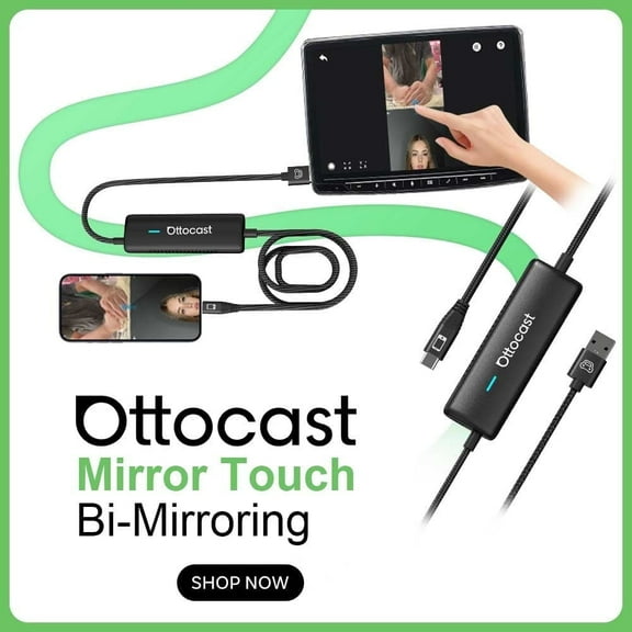 OTTOCAST Mirror Touch Bi-Mirroring Wireless CarPlay Adapter Screen Mirroring Casting Car Control Phone