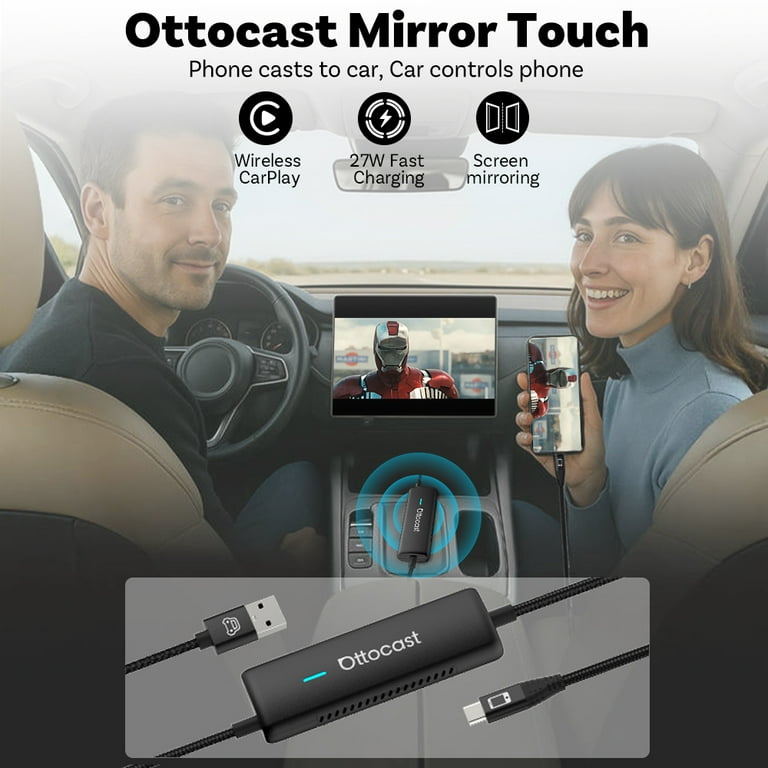 OTTOCAST Mirror Touch Bi Mirroring Wireless CarPlay Android Dual