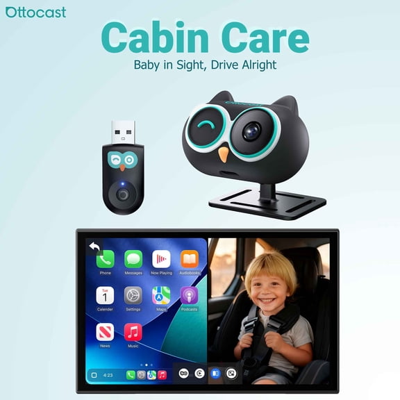 OTTOCAST OTTOCAST Baby Car Camera Displaying on Car Screen 1080P HD Wireless CarPlay Adapter for Pet Baby Children
